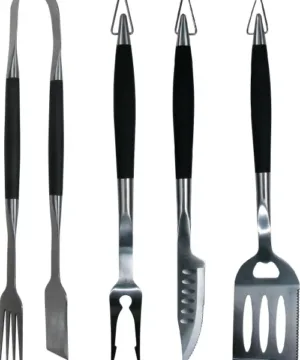 Lokkii Professionele BBQ Toolset - 4 delig || Mes & Vork || BBQ Spatel en 3 in 1 BBQ Tang
