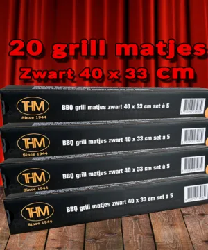 THM BBQ grill matjes zwart 40 x 33 cm – set van 20 stuks voor barbecue