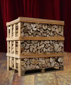 Elzen Haardhout 1 m³ kist- Ovengedroogd 25 cm + 1 doos aanmaakhout van circa 5 kg + 1 zak THM Eco Aanmaaksnippers met 12 netjes