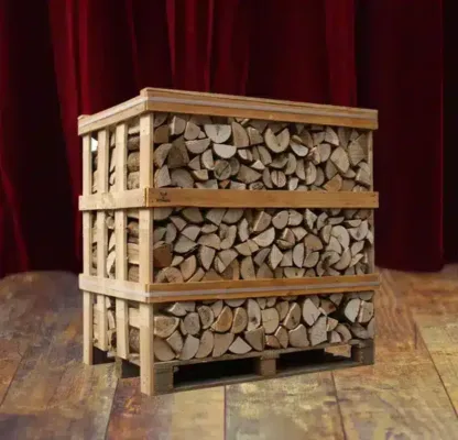 Elzen Haardhout 1 m³ kist- Ovengedroogd 25 cm + 1 doos aanmaakhout van circa 5 kg + 1 zak THM Eco Aanmaaksnippers met 12 netjes