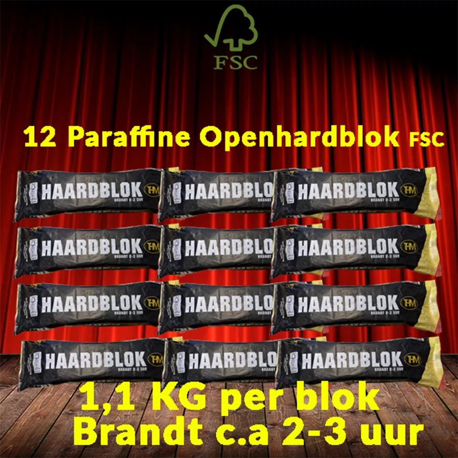 THM Openhaardblokken 12 stuks - 1,1 KG - c.a 2-3 brand uur