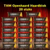 THM openhaardblokken 20 stuks – haardhout alternatief, lange brandduur 2–3 uur, verpakking ca. 20 kg