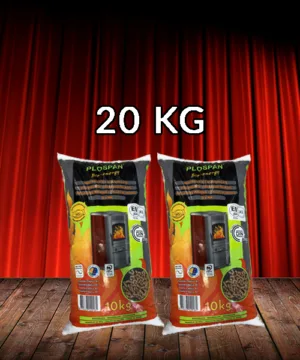 Twee zakken Plospan Bio-Energy Houtpellets Mix van 10 kg, totaal 20 kg