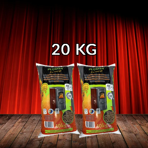 Twee zakken Plospan Bio-Energy Houtpellets Mix van 10 kg, totaal 20 kg