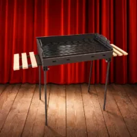 House of Charcoal Grill Standard L houtskoolbarbecue met houten zijtafels
